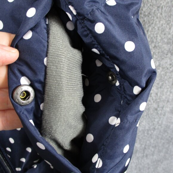 Lands End Down Puffer Vest Jacket Womens Small Blue Full Zip Outdoors Hike Dots - Picture 6 of 11